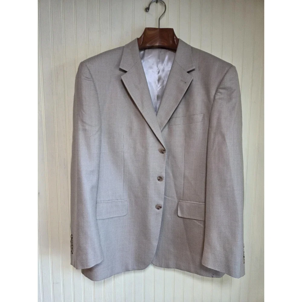 Luca Bertoni‎ Blazer Mens 44 Regular Beige Check Sport Coat Two Button Jacket